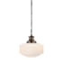 Visual Comfort Milton Road 14" Wide Pendant Antique Nickel / White Glass