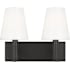 Visual Comfort Beckham Classic 2 Light 13" Wide Vanity Light with Milk Glass Shades Aged Iron