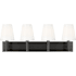Visual Comfort Beckham Classic 4 Light 29" Wide Vanity Light with Milk Glass Shades Aged Iron