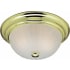 Volume Lighting 2 Light 13" Flush Mount Ceiling Fixture with Frosted Mel Ribbed Glass Shade Polished Brass