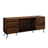 Walker Edison Elise 60" Wide Mid-Century Modern TV Stand with Tempered Glass Shelf and Cabinet Storage Dark Walnut