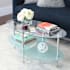 Walker Edison Orbit 38" Wide Retro Modern Glass Cocktail Coffee Table Glass / Silver