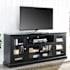 Walker Edison Highboy 70" Wide Traditional TV Stand Media Cabinet with Glass Doors Black