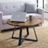 Walker Edison 31" Round Contemporary Industrial Ready To Assemble Coffee Table Rustic Oak / Black