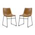 Walker Edison Karson 18" Metal Framed Faux Leather Dining Chair Set Whiskey Brown