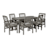 Walker Edison Dewey Beach 7 Piece Acacia Framed Outdoor Dining Set with Polyester Upholstered Seats Gray Wash