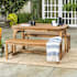 Walker Edison 3 Piece Solid Acacia Outdoor Picnic Style Dining Set with Extendable Table and (2) Benches Acacia