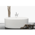 WETSTYLE Be Collection 66" Free Standing WETMAR BiO Composite Soaking Tub with Right Orientation, Center Drain Assembly, and Overflow Less Trim Apollo White Matte / Brushed Nickel Trim