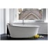 WETSTYLE Tulip 65" Free Standing WETMAR BiO Composite Soaking Tub with Left Orientation, Center Drain Assembly with Copper Fittings, and Overflow Less Trim Apollo White Dual / Brushed Nickel Trim