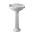 Whitehaus Isabella Collection 23" x 18" Traditional Pedestal Sink with 3 Faucet Holes and Overflow White