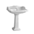 Whitehaus Isabella 26" Rectangular Vitreous China Pedestal Bathroom Sink with Overflow and Single Faucet Hole White