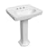 Whitehaus 22-7/8" Oval Vitreous China Pedestal Bathroom Sink with Overflow and 3 Faucet Holes at 8" Centers White