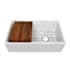 Whitehaus Fireclay 30" Farmhouse Single Basin Fireclay Kitchen Sink with Basin Rack and Cutting Board White
