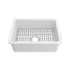 Whitehaus Fireclay 28" Undermount Single Basin Fireclay Kitchen Sink with Basin Rack White