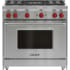 Finish: Wolf 36 Inch Wide 5.5 Cu. Ft. Free Standing Gas Range with Infrared Charbroiler Stainless Steel