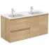 WS Bath Collections Ambra 48" Wall Mounted Double Basin Vanity Set with Cabinet and Ceramic Vanity Top Nordic Oak