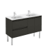 WS Bath Collections Ambra 48" Free Standing Double Basin Vanity Set with Cabinet and Ceramic Vanity Top Gloss Anthracite