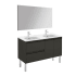 WS Bath Collections Ambra 48" Free Standing Double Basin Vanity Set with Cabinet, Ceramic Vanity Top, and Mirror Gloss Anthracite