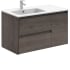 WS Bath Collections Ambra 36" Wall Mounted Single Basin Vanity Set with Cabinet and Ceramic Vanity Top Samara Ash