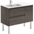 WS Bath Collections Ambra 36" Free Standing Single Basin Vanity Set with Cabinet and Ceramic Vanity Top Samara Ash