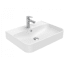 WS Bath Collections Contour 23-5/8" Rectangular Ceramic Vessel or Wall Mounted Bathroom Sink with Overflow and Single Faucet Hole Glossy White