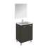 WS Bath Collections Logic Vanities 24" Free Standing Single Basin Vanity Set with Cabinet, Ceramic Vanity Top, and Mirror Anthracite
