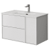 WS Bath Collections Palma 32" Wall Mounted Single Basin Vanity Set with Cabinet and Ceramic Vanity Top Matte White