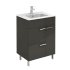 WS Bath Collections Elegance 24" Free Standing Single Basin Vanity Set with Cabinet and Ceramic Vanity Top Glossy Anthracite