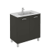 WS Bath Collections Logic Vanities 31-1/2" Free Standing Single Basin Vanity Set with Cabinet and Ceramic Vanity Top Glossy Anthracite
