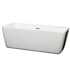 Wyndham Collection Emily 69" Free Standing Acrylic Soaking Tub with Center Drain, Drain Assembly, and Overflow White / Brushed Nickel Trim