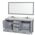 Wyndham Collection-WC-1414-72-DBL-VAN-Gray Vanity, Open Drawers, Single Mirror, Carrera White Top