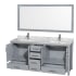 Wyndham Collection-WC-1414-72-DBL-VAN-Gray Vanity, Open Drawers, Single Mirror, Carrera White Top