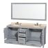 Wyndham Collection-WC-1414-72-DBL-VAN-Gray Vanity, Open Drawers, Single Mirror, Ivory Top