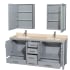 Wyndham Collection-WC-1414-72-DBL-VAN-Gray Vanity, Open Drawers, Two Medicine Cabinets, Ivory Top