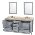 Wyndham Collection-WC-1414-72-DBL-VAN-Gray Vanity, Open Drawers, Two Mirrors, Ivory Top