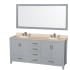 Wyndham Collection-WC-1414-72-DBL-VAN-Gray Vanity, Single Mirror, Ivory Top