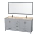 Wyndham Collection-WC-1414-72-DBL-VAN-Gray Vanity, Single Mirror, Ivory Top