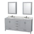 Wyndham Collection-WC-1414-72-DBL-VAN-Gray Vanity, Two Medicine Cabinets, Carrera White Top