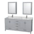 Wyndham Collection-WC-1414-72-DBL-VAN-Gray Vanity, Two Medicine Cabinets, Carrera White Top