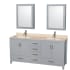 Wyndham Collection-WC-1414-72-DBL-VAN-Gray Vanity, Two Medicine Cabinets, Ivory Top