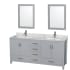 Wyndham Collection-WC-1414-72-DBL-VAN-Gray Vanity, Two Mirrors, Carrera White Top