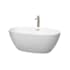 Wyndham Collection Juno 59" Free Standing Acrylic Soaking Tub with Center Drain, Drain Assembly, and Overflow - Includes Floor Mounted Tub Filler with Hand Shower Matte White / Brushed Nickel Trim