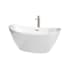 Wyndham Collection Dorrit 60" Free Standing Acrylic Soaking Tub with Center Drain, Drain Assembly, and Overflow - Includes Floor Mounted Tub Filler with Hand Shower White / Brushed Nickel Trim