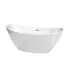 Wyndham Collection Dorrit 66" Free Standing Acrylic Soaking Tub with Center Drain, Drain Assembly, and Overflow White / Brushed Nickel Trim
