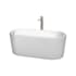 Wyndham Collection Ursula 59" Free Standing Acrylic Soaking Tub with Reversible Drain, Drain Assembly, and Overflow - Includes Floor Mounted Tub Filler with Hand Shower White / Brushed Nickel Trim