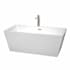 Wyndham Collection Sara 63" Free Standing Acrylic Soaking Tub with Center Drain, Drain Assembly, and Overflow - Includes Floor Mounted Tub Filler with Hand Shower White / Brushed Nickel Trim