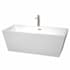 Wyndham Collection Sara 67" Free Standing Acrylic Soaking Tub with Center Drain, Drain Assembly, and Overflow - Includes Floor Mounted Tub Filler with Hand Shower White / Brushed Nickel Trim