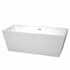 Wyndham Collection Sara 67" Free Standing Acrylic Soaking Tub with Center Drain, Drain Assembly, and Overflow White / Brushed Nickel Trim