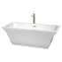 Wyndham Collection Galina 67" Free Standing Acrylic Soaking Tub with Center Drain, Drain Assembly, and Overflow - Includes Floor Mounted Tub Filler with Hand Shower White / Brushed Nickel Trim
