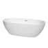 Wyndham Collection Juno 71" Free Standing Acrylic Soaking Tub with Center Drain, Drain Assembly, and Overflow White / Brushed Nickel Trim